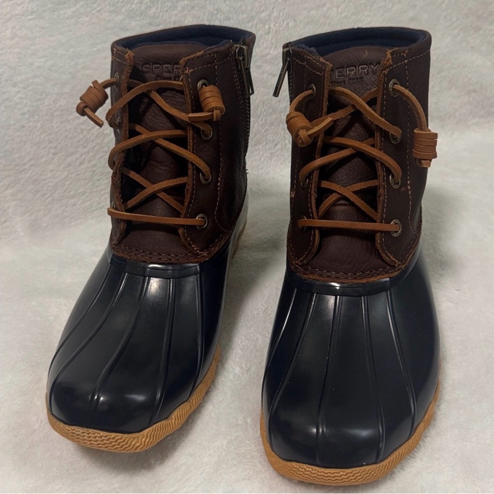 Sperry Two-Tone Brown and Navy Duck Boots - Picture 2 of 12